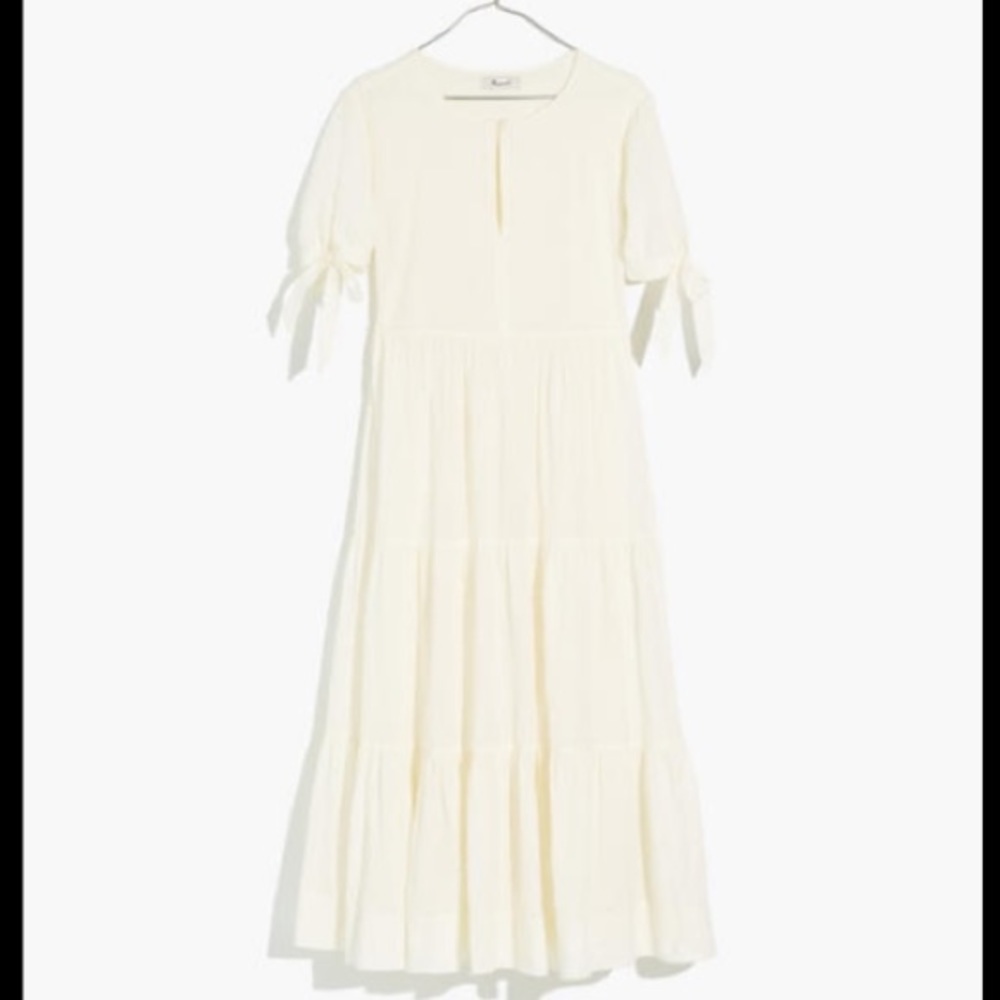 Madewell Tiered Midi Dress with Tie Sleeve
